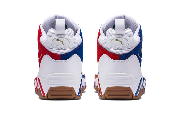 Shop PUMA Source 中幫 復古籃球鞋 男款 白紅藍