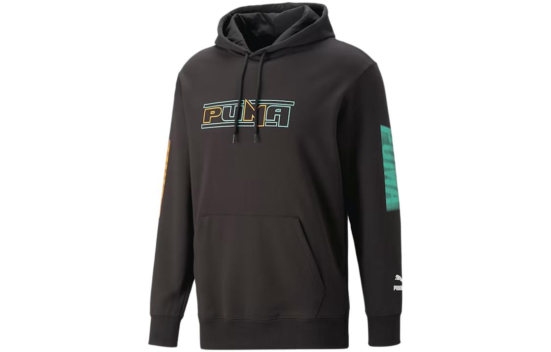 Puma Sportswear Black Hoodie with Letter Print Long Sleeve 538220-01