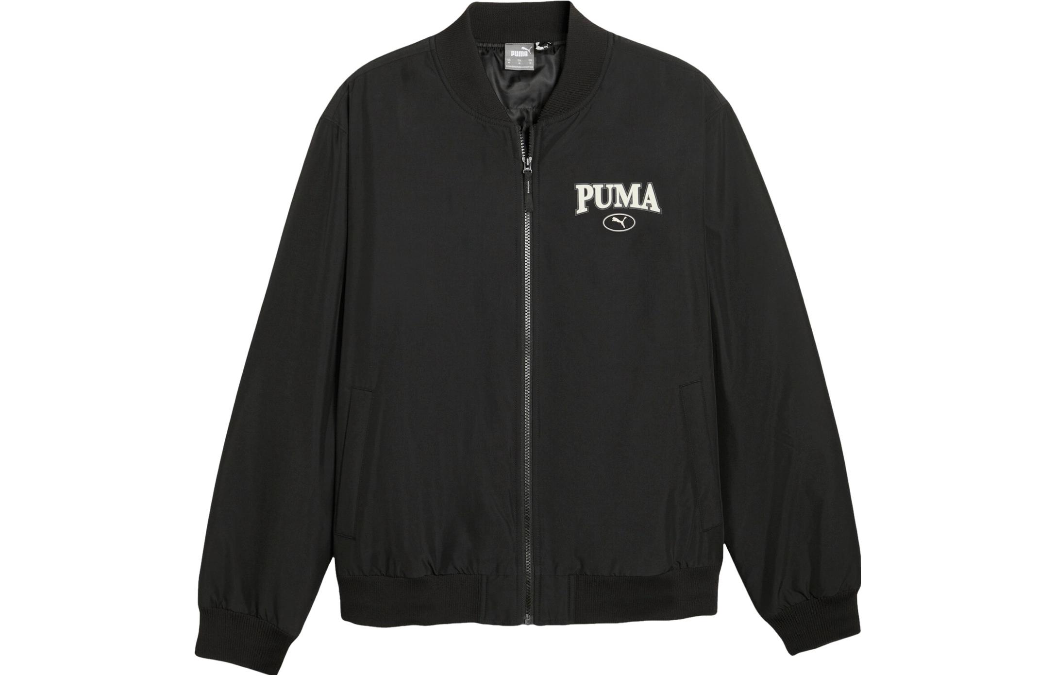 Puma Squad Bomber Jacket Black with Letter Print Casual Style 681526-01