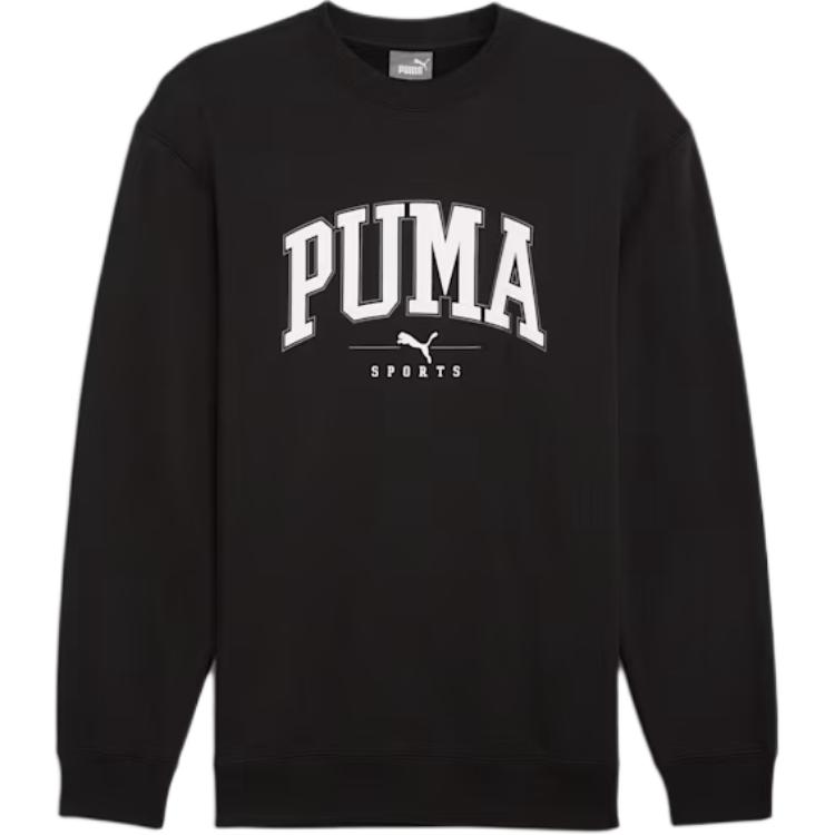 Puma Squad Crewneck Logo Printed Long Sleeve Sweatshirt Black 681794-01