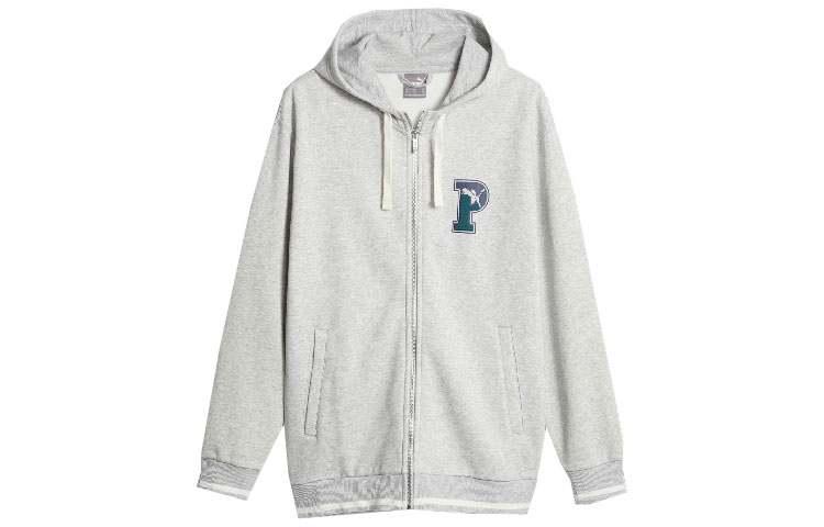 Puma Squad Graphic Print Loose Fit Zip Hoodie Gray 676789-04