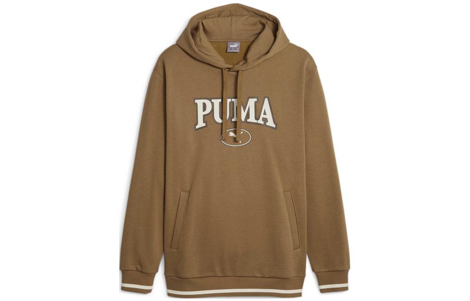 Puma Squad Hoodie Brown Letter Print Fleece Casual Pullover 678401-93