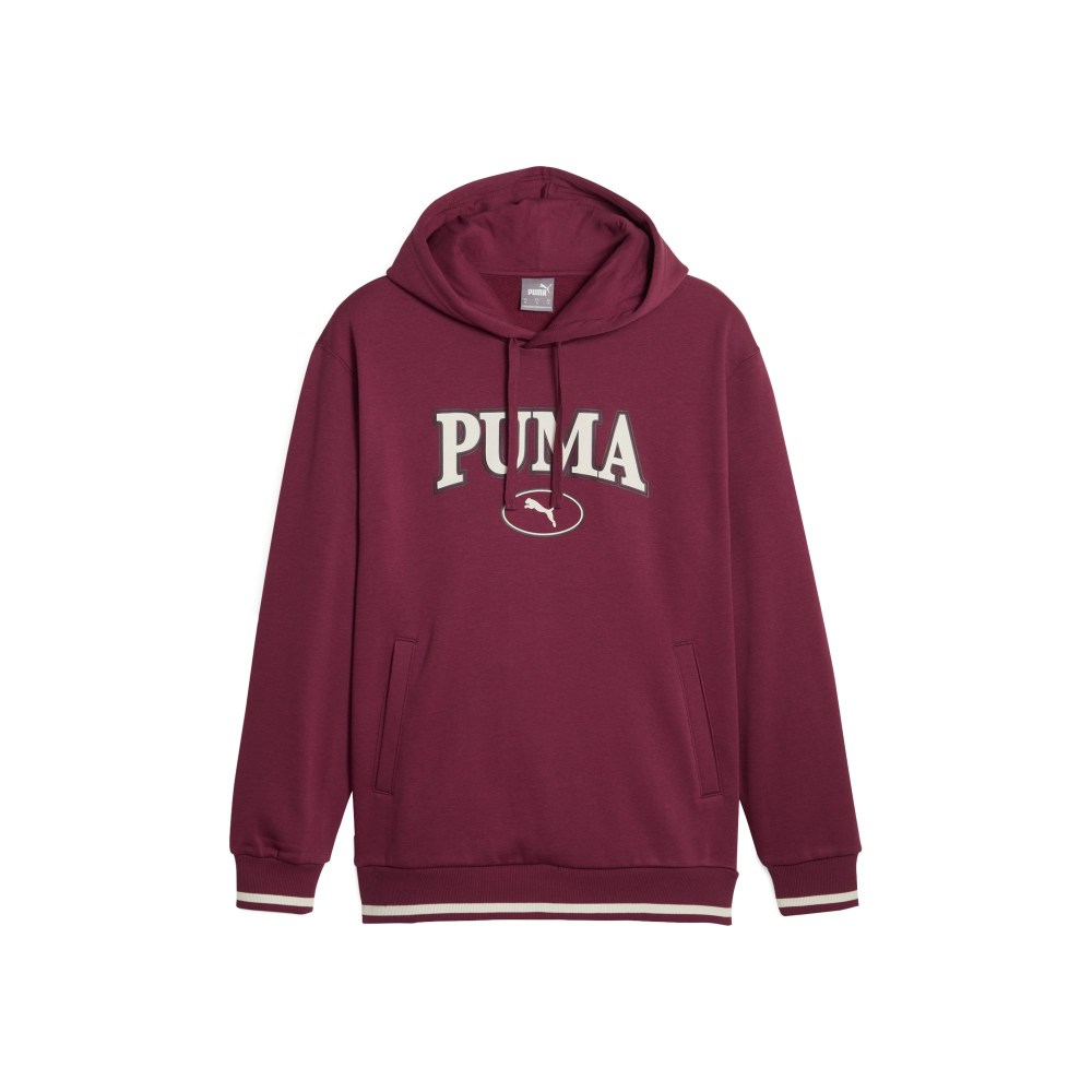 Puma Squad Hoodie Fleece Knit Hoodie Men’s Maroon Pullover with Letter Print 678401-22