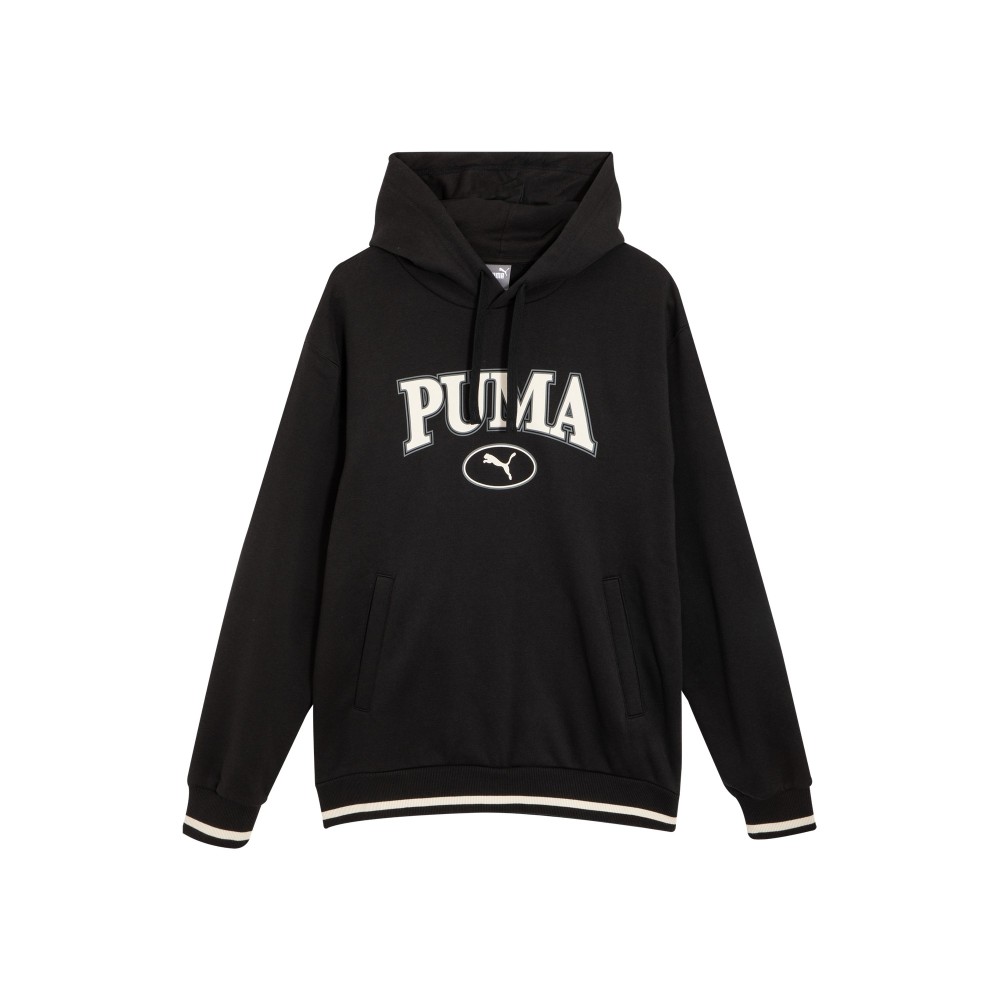 Puma Squad Hoodie Fleece Logo Print Knit Sweatshirt Black 678401-51