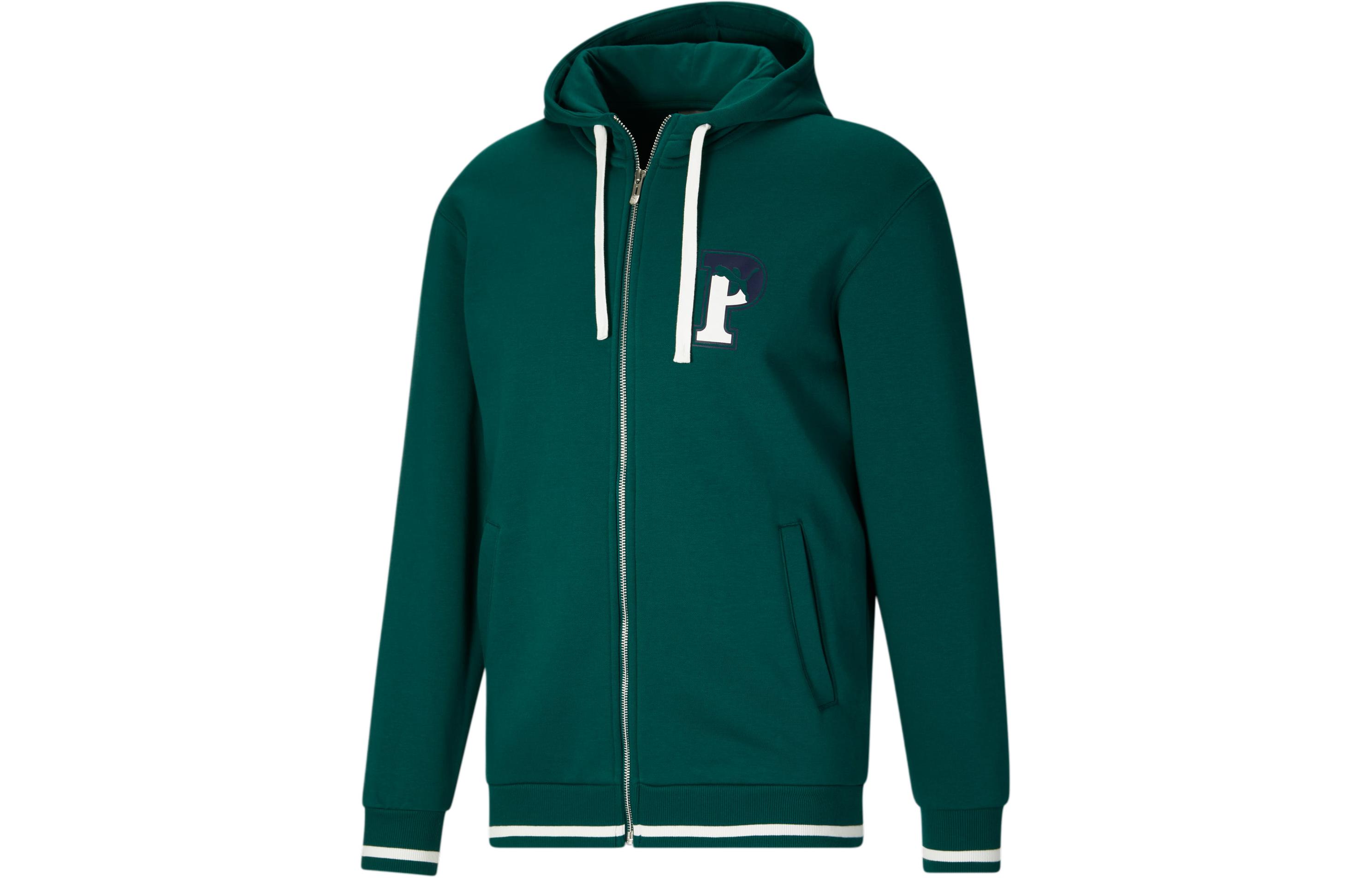 Puma Squad Hoodie Green Letter Print Pullover Long Sleeve 679191-43