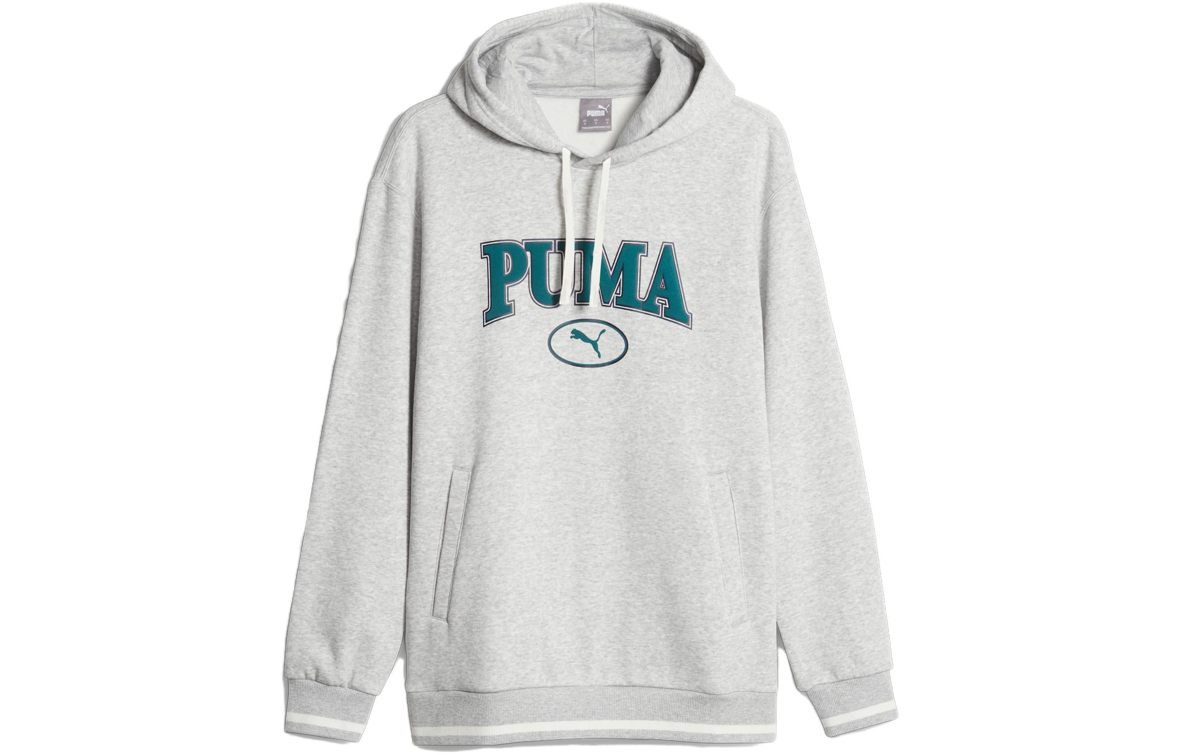 Puma SQUAD Letter Print Casual Loose Fit Hoodie - Grey 676017-04