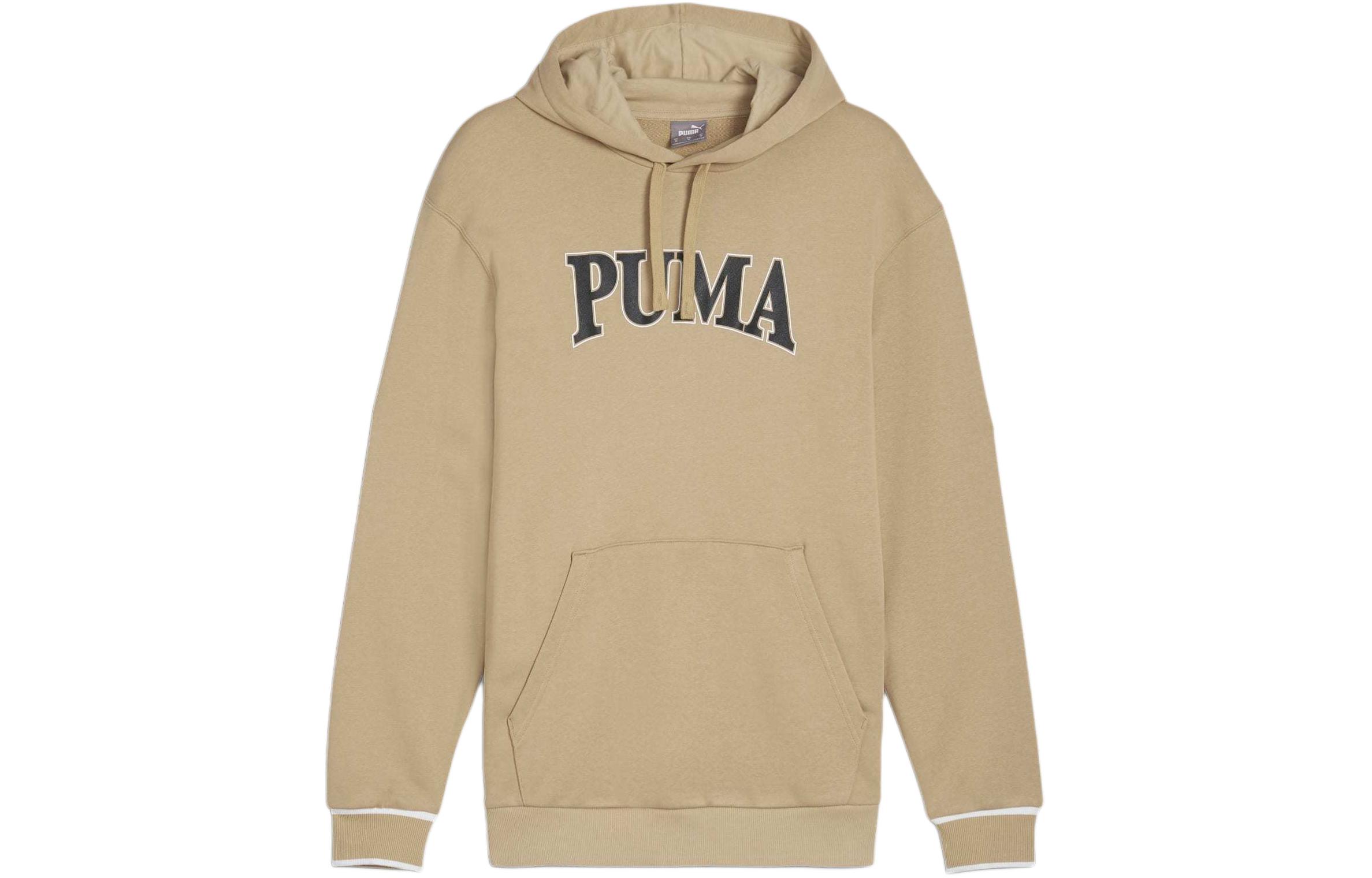 Puma Squad Letter Print Loose Fit Hoodie Khaki Long Sleeve Sportswear 678969-83
