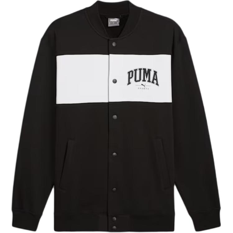 Puma Squad Logo Outdoor Sports Baseball Collar Button Jacket Men Black 681798-01