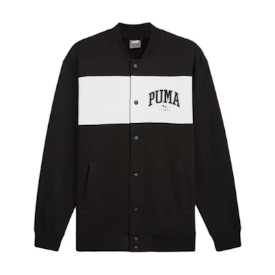 Puma Squad Logo Outdoor Sports Baseball Collar Button Jacket Men Black 681798-01