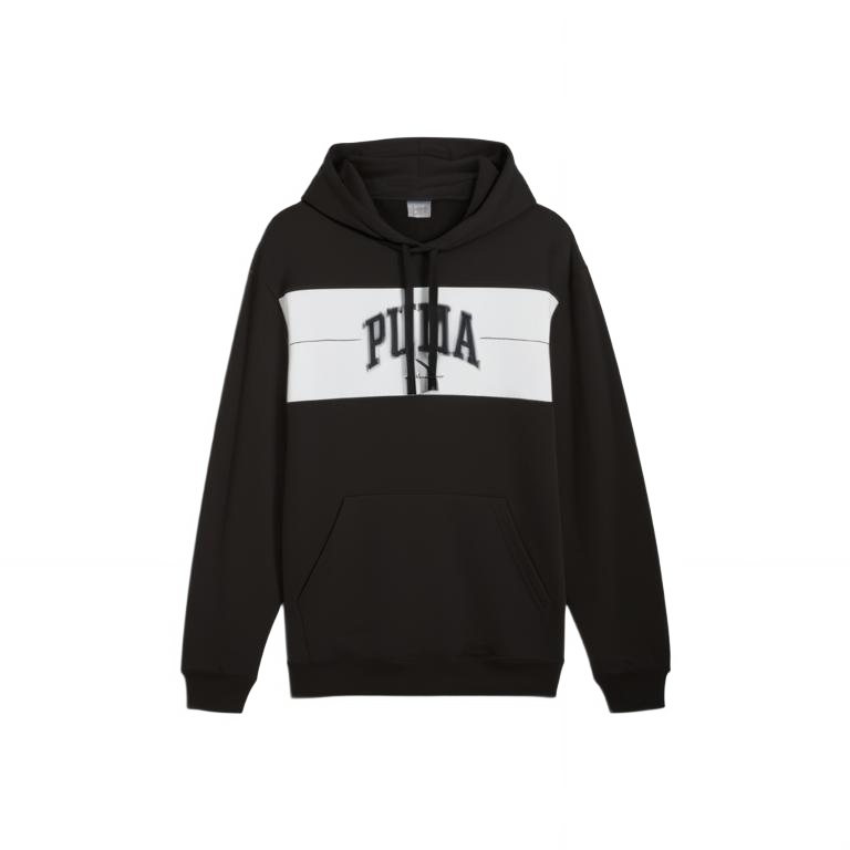 Puma Squad Logo Print Colorblock Pullover Hoodie Black 681796-01