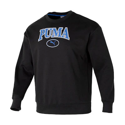 Puma Squad Logo Print Knit Crewneck Sweatshirt Unisex Black 682929-01