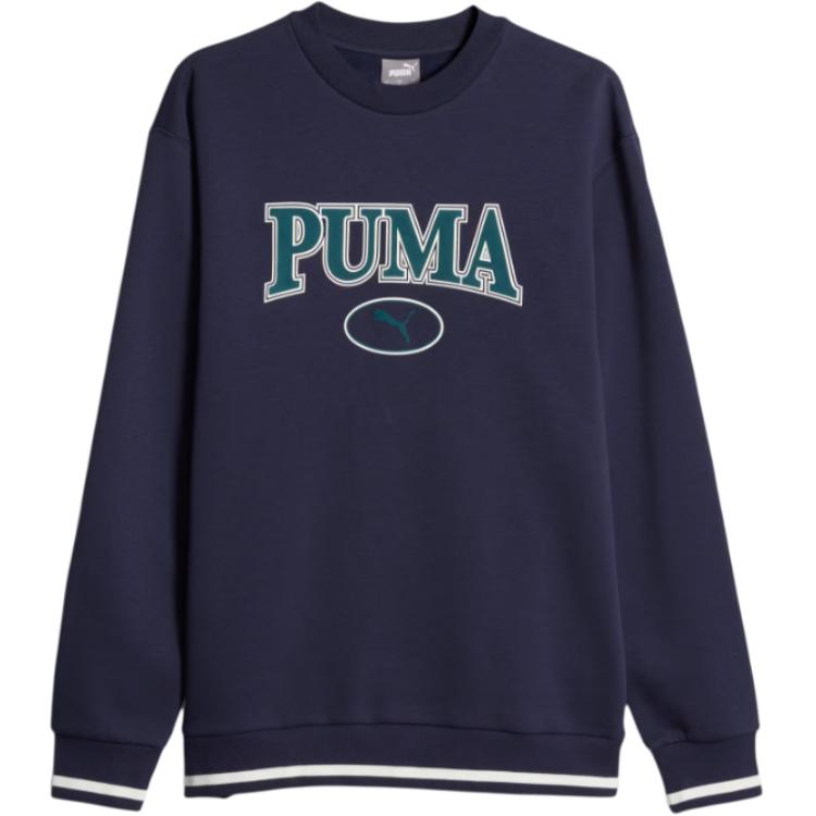 Puma SQUAD Navy Blue Crewneck Pullover Sweatshirt with Letter Print Mens 678400-06