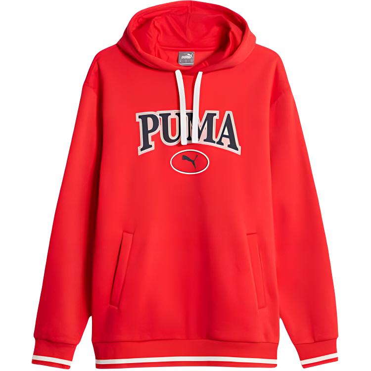 Puma Squad Red Graphic Logo Hoodie Long Sleeve Pullover 678401-11