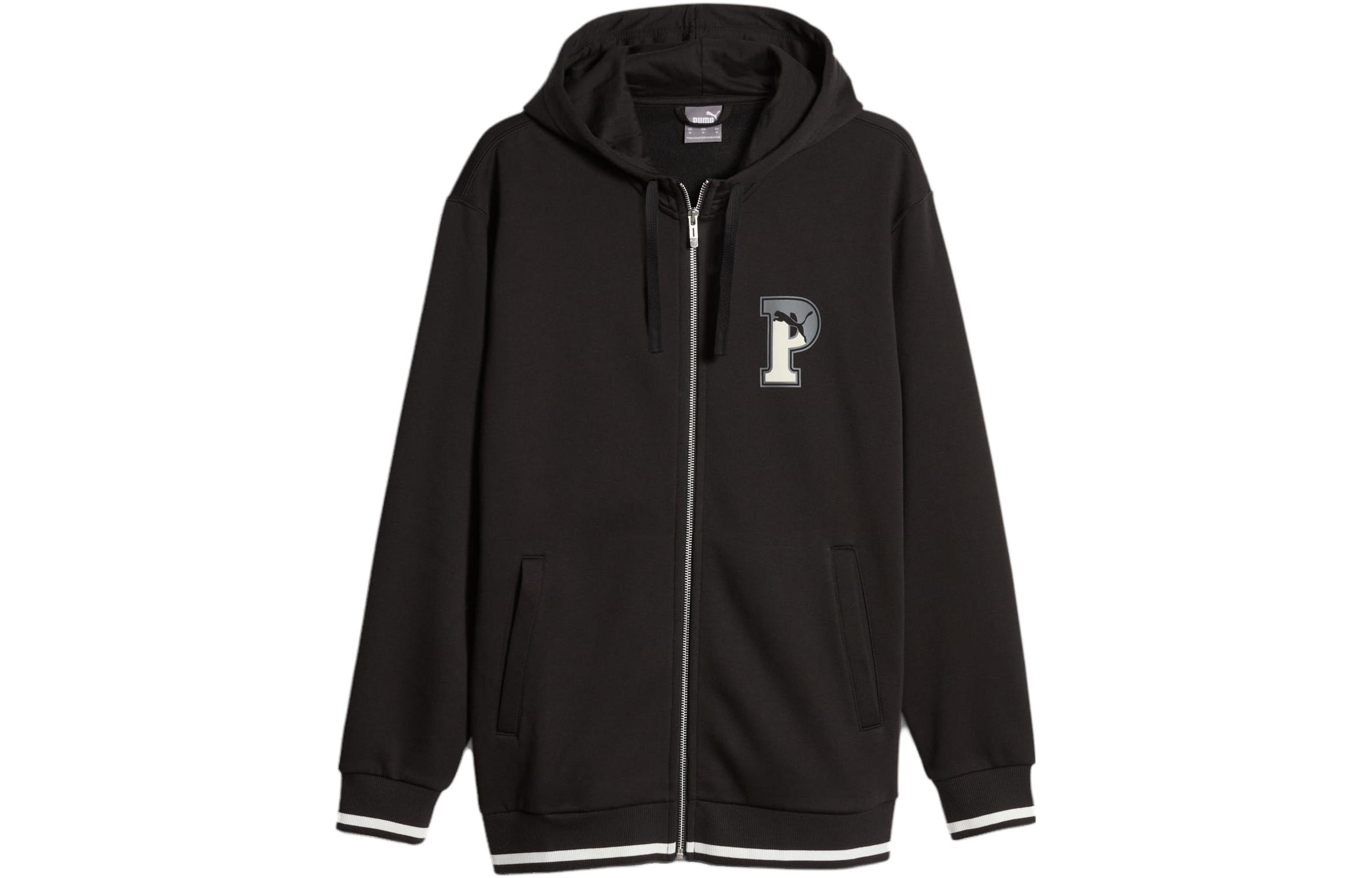 Puma Squad Zip Hoodie Black Casual Loose Letter Print Long Sleeve 676789-01