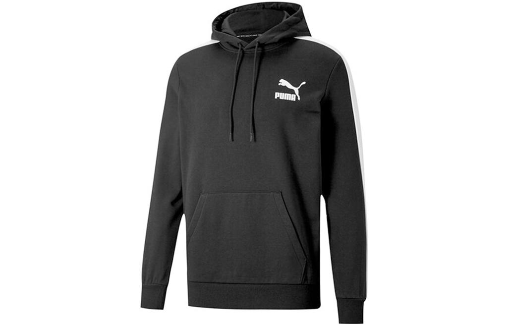 Puma SS22 Black Vintage Logo Hoodie Pullover Long Sleeve Casual Style 531354-01