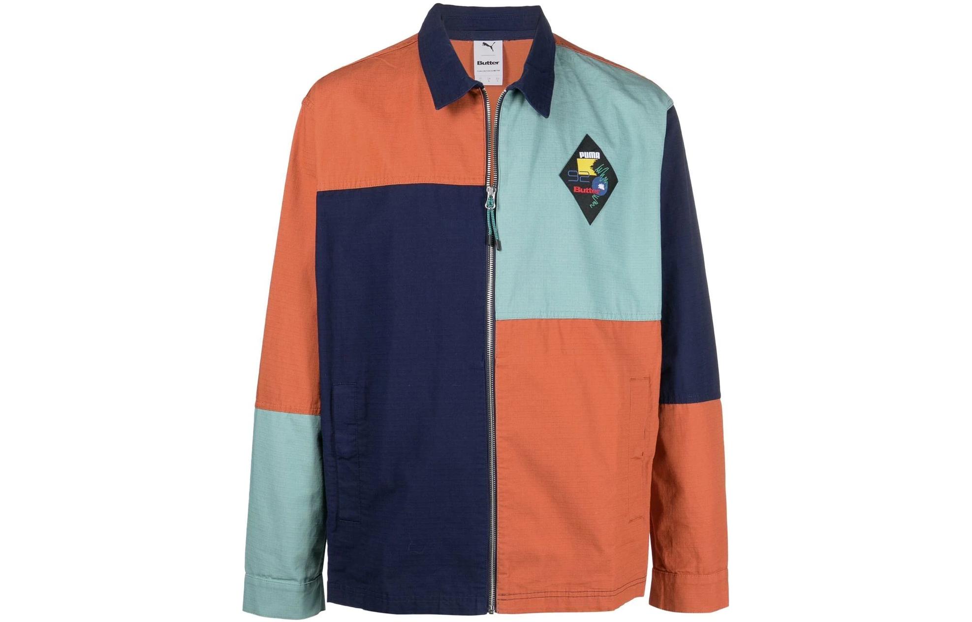 Puma SS22 Colorblock Zip Shirt Vintage Collar Jacket Multicolor 534056-84