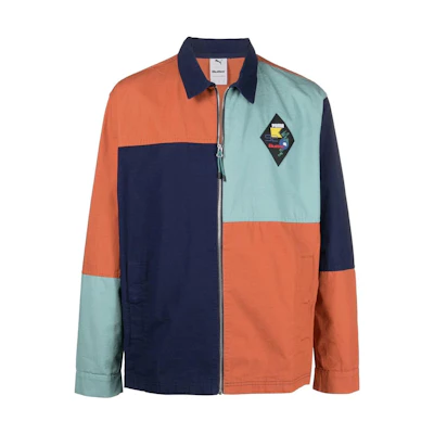 Puma SS22 Colorblock Zip Shirt Vintage Collar Jacket Multicolor 534056-84