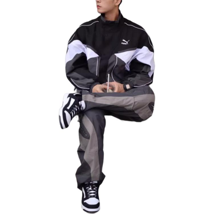 Shop Puma SS23 復古配色拉鍊運動外套 男女 黑色 622783-01