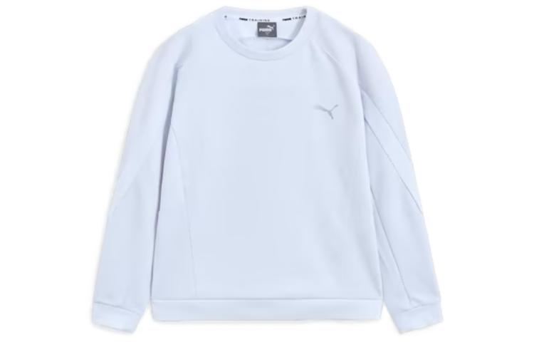 Puma SS23 Solid Logo Raglan Crewneck Pullover Sweatshirt White 940054-02