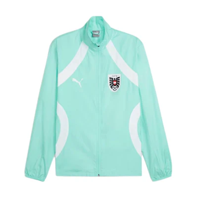 Puma SS24 Austria Pre-Match Woven Football Jacket Green - Full-Zip Casual Wear 774172-07