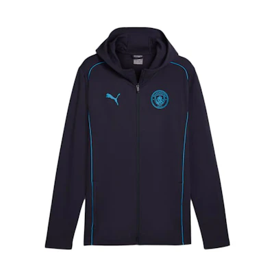Puma SS24 Manchester City Casuals Navy Blue Logo Hoodie Jacket for Men 777565-32
