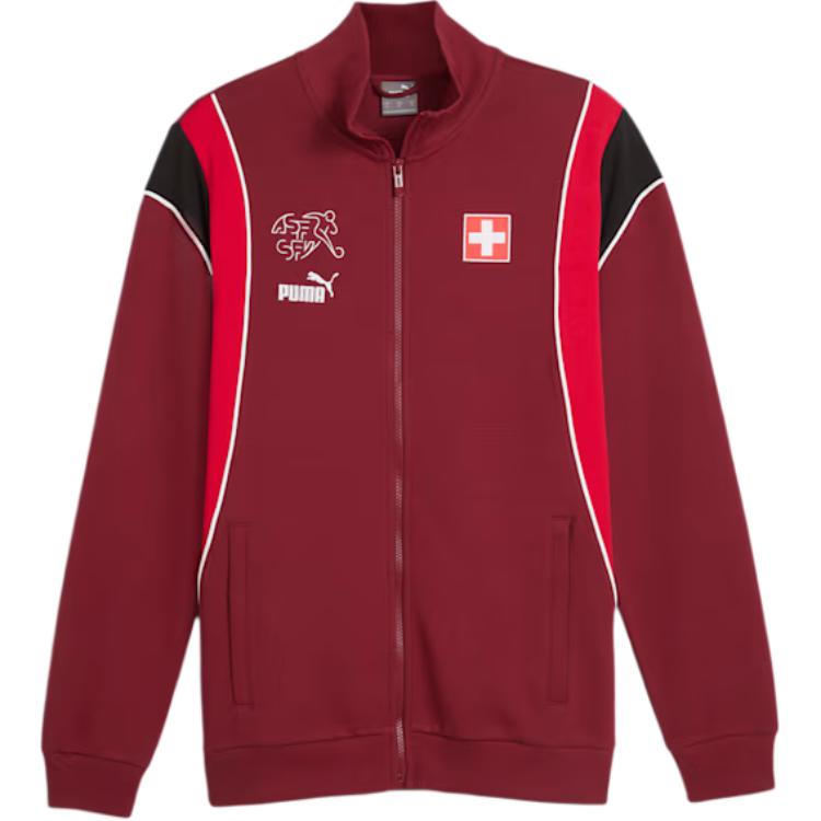 Puma SS24 Swiss Collection Red Colorblock Printed Long-Sleeve Jacket 774245-12