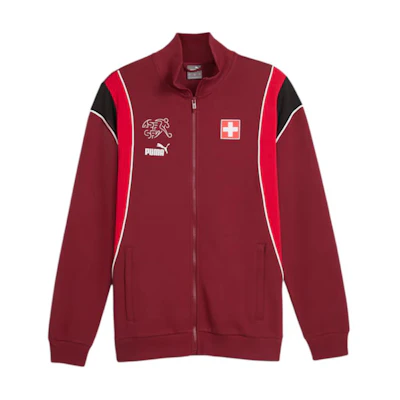 Puma SS24 Swiss Collection Red Colorblock Printed Long-Sleeve Jacket 774245-12