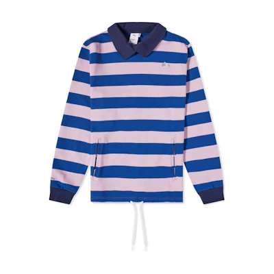 Puma Striped Embroidered Collared Polo Long Sleeve Sweatshirt Blue Unisex 621942-72