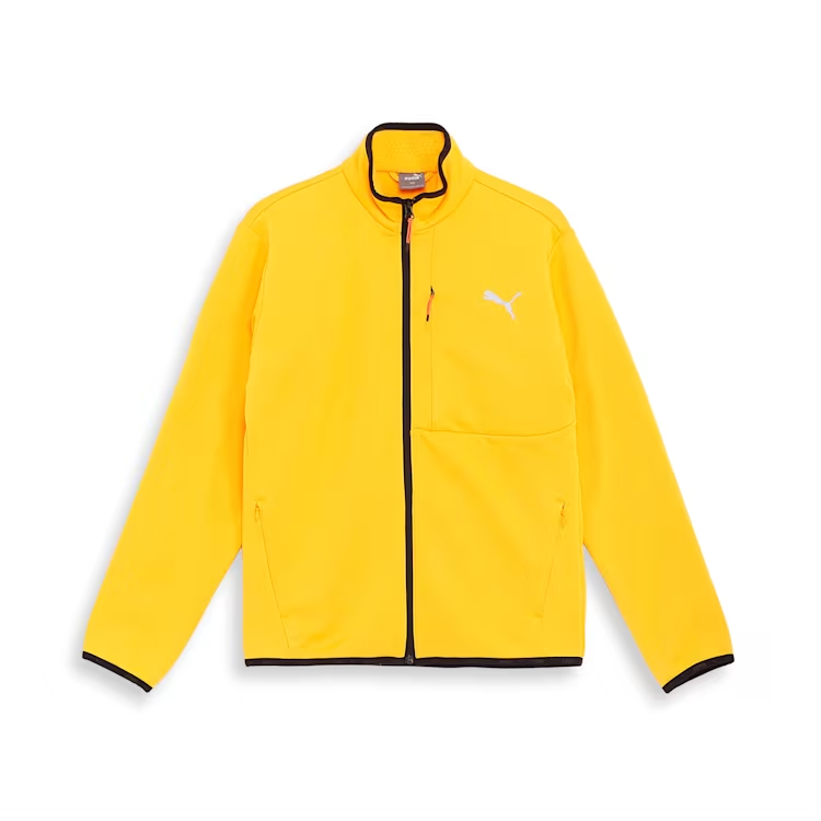 Puma Style Tech Yellow Zip-Up Jacket with Logo Print for Men Outdoor Casual Wear 679537-55