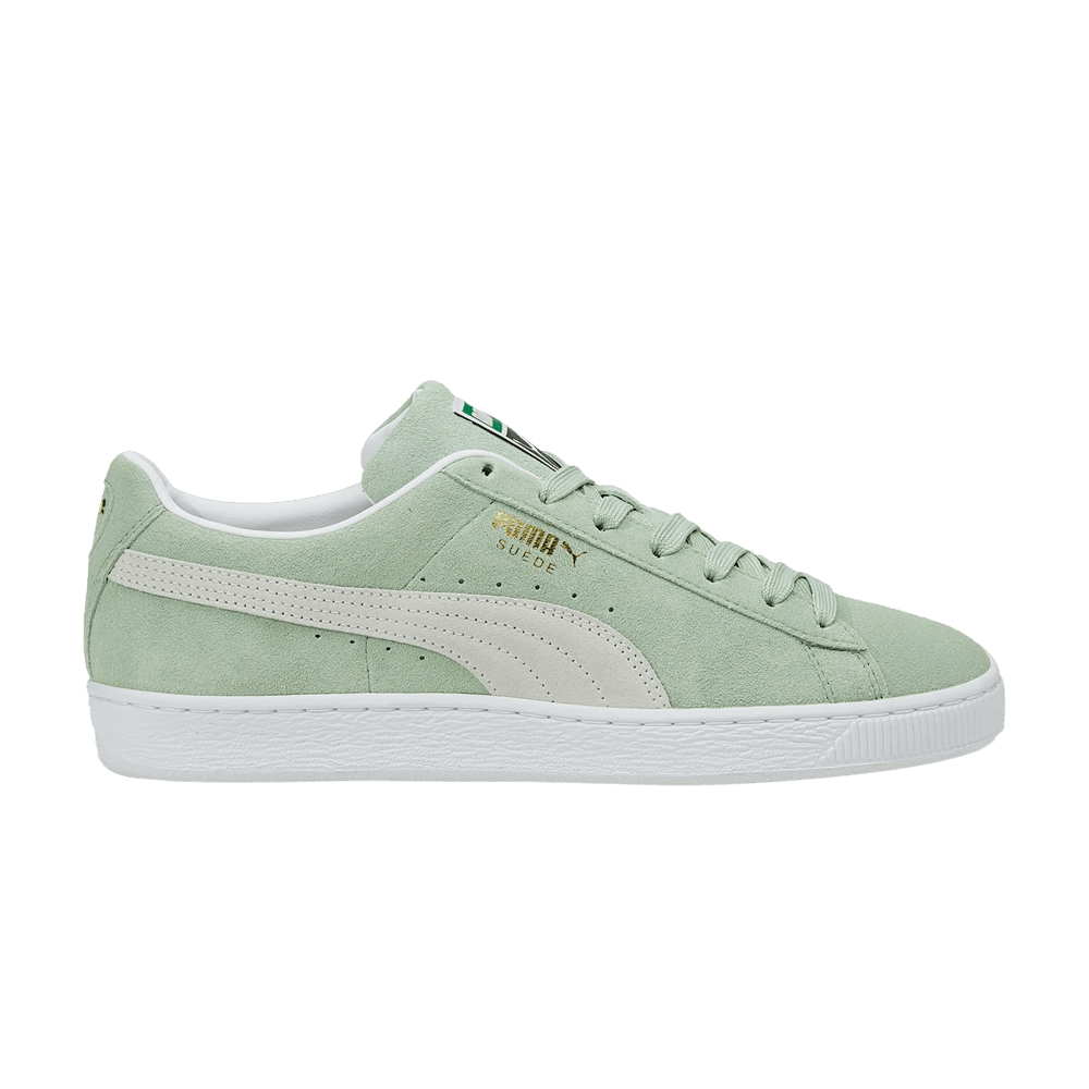 green suede pumas