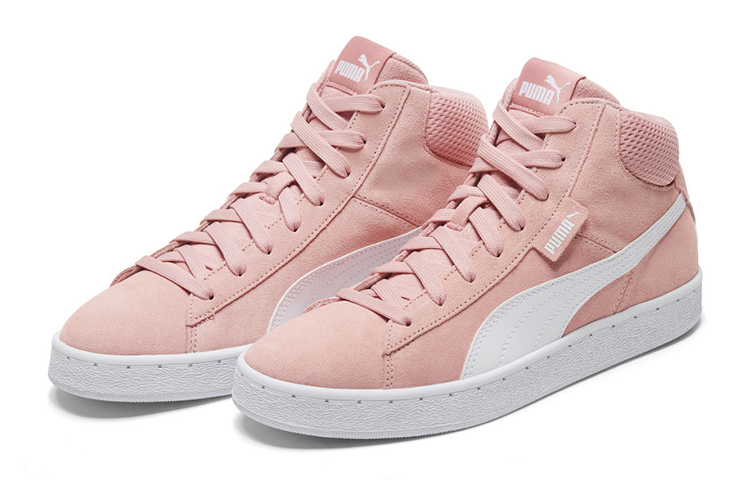 Puma Suede Classic Neutral High Top Skateboard Shoes 'Pink White' 圖 3