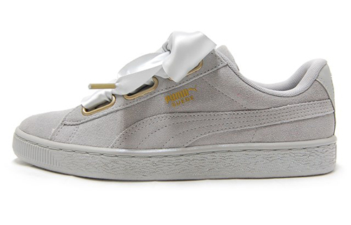 Puma Suede Heart Satin Low Tops Skateboarding Shoes Unisex Gray 362714-02