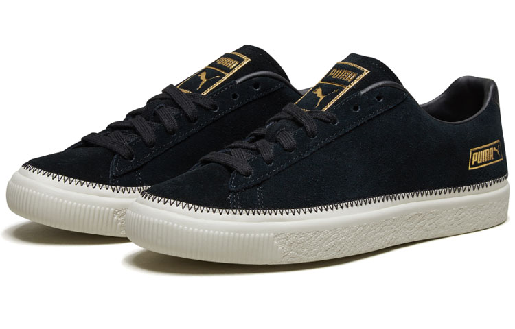 Lookbook Puma Suede Trim Sepatu Skate Retro Hitam Unisex Kasual Rendah 369639-01