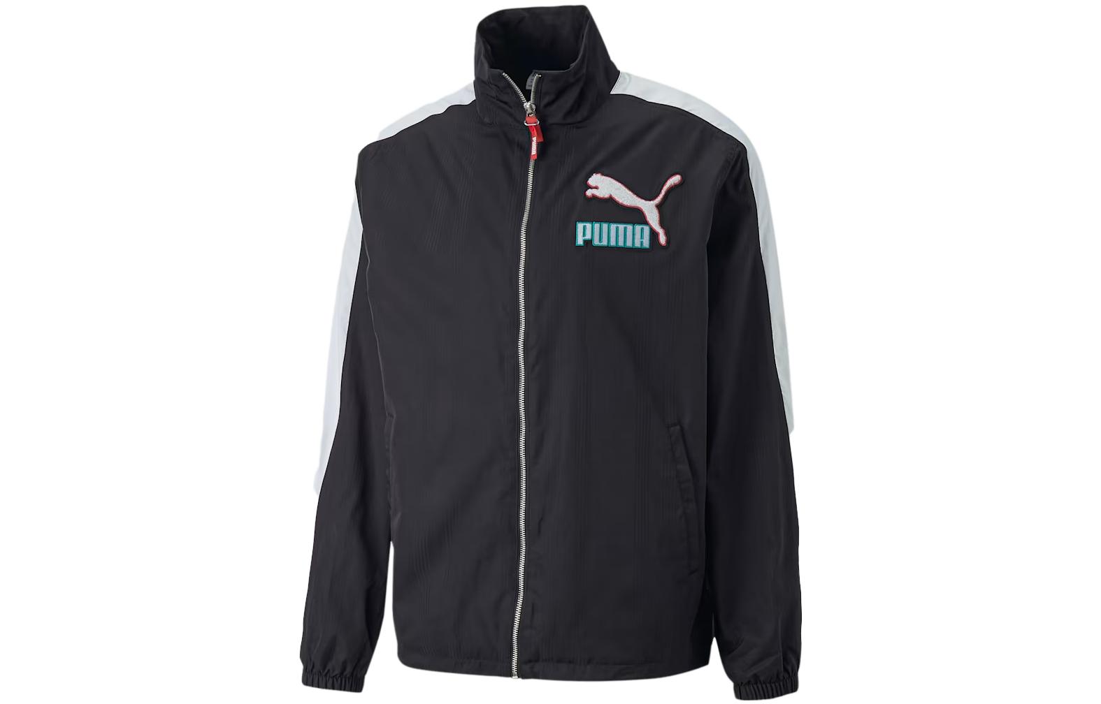 Puma T7 Fandom Track Jacket Black High-Neck Slim Fit Long Sleeve 536109-01