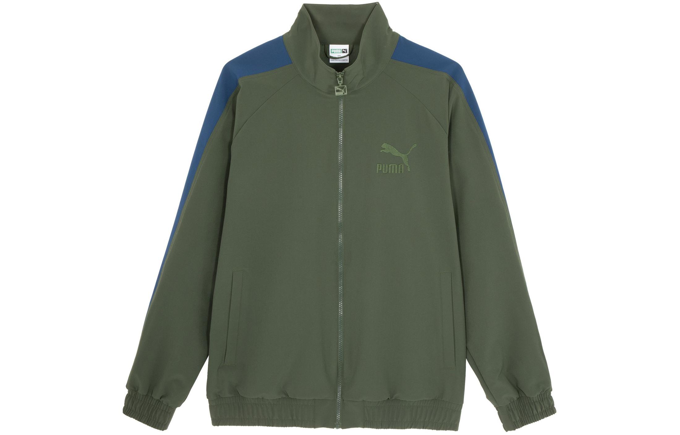 Puma T7 Logo Graphic Zip-Up Retro Jacket Unisex Army Green 628203-76