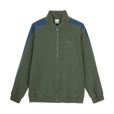 Puma T7 Logo Graphic Zip-Up Retro Jacket Unisex Army Green 628203-76
