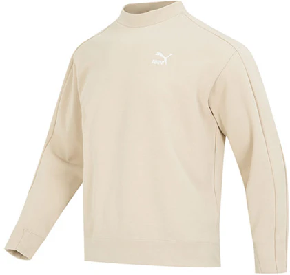 Puma T7 Mock Neck Crew Pullover Kasual Sweatshirt Khaki 620605-88 Buy Puma T7 Mock Neck Crew Pullover Kasual Sweatshirt Khaki 620605-88