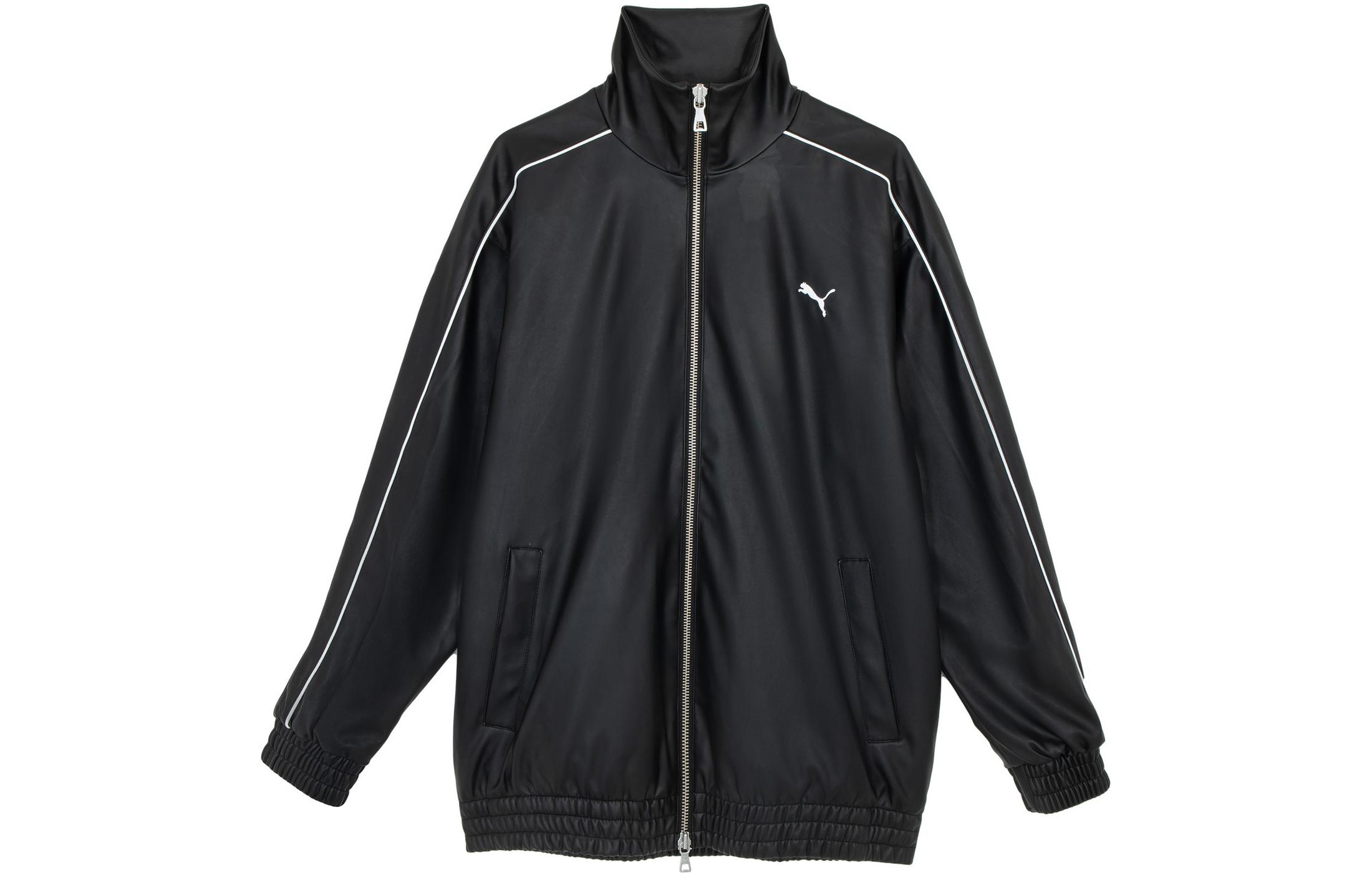 Order Puma T7 復古男女黑色拼色寬版人造皮運動外套 627191-01