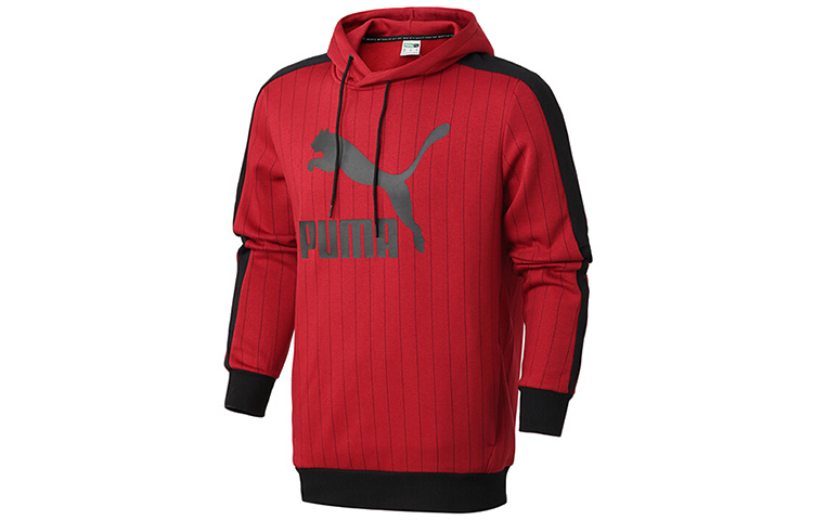 Puma T7 Pinstripe Varsity Colorblock Pullover Sweatshirt Red ( Winter Casual) 530179-50