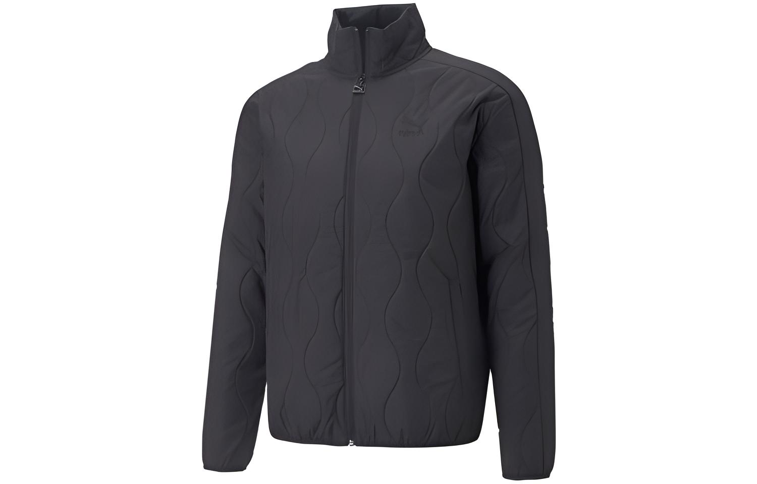 Puma T7 Quilting Track Jacket Black High Neck Zip-Up Logo Print Jacket 538935-01
