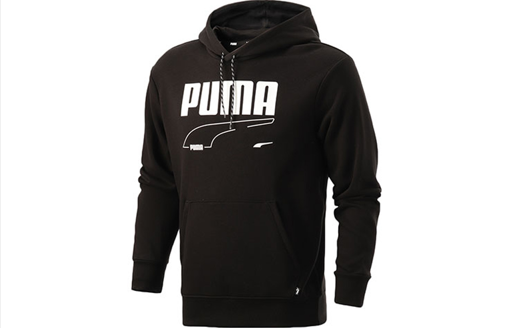 Puma T7 Rebel Logo Hoodie Black Pullover Sweatshirt 588873-01