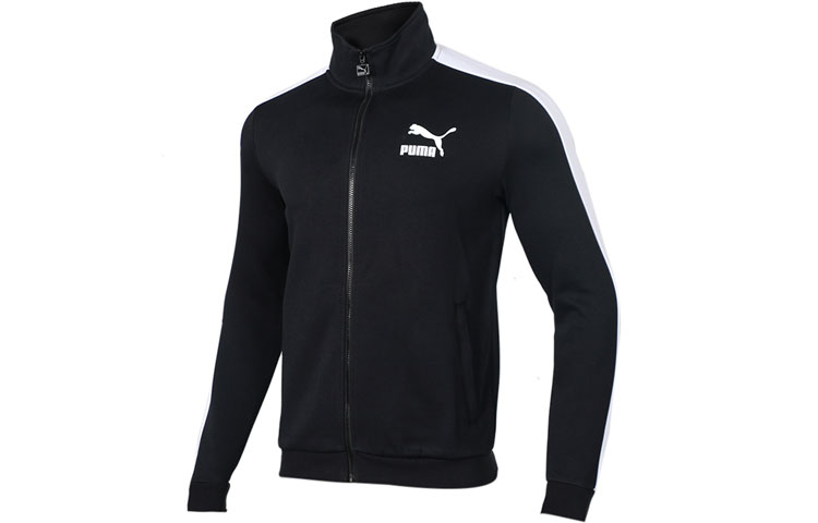 Puma T7 Series Retro Stripe Knit Logo Track Jacket - Black 579021-01