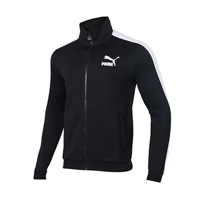 Puma T7 Series Retro Stripe Knit Logo Track Jacket - Black 579021-01