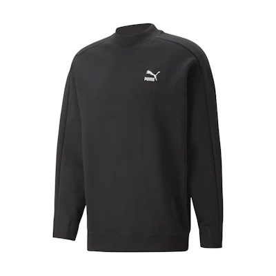 Puma T7 Solid Color Crewneck Long-Sleeve Sweatshirt Black 539483-01