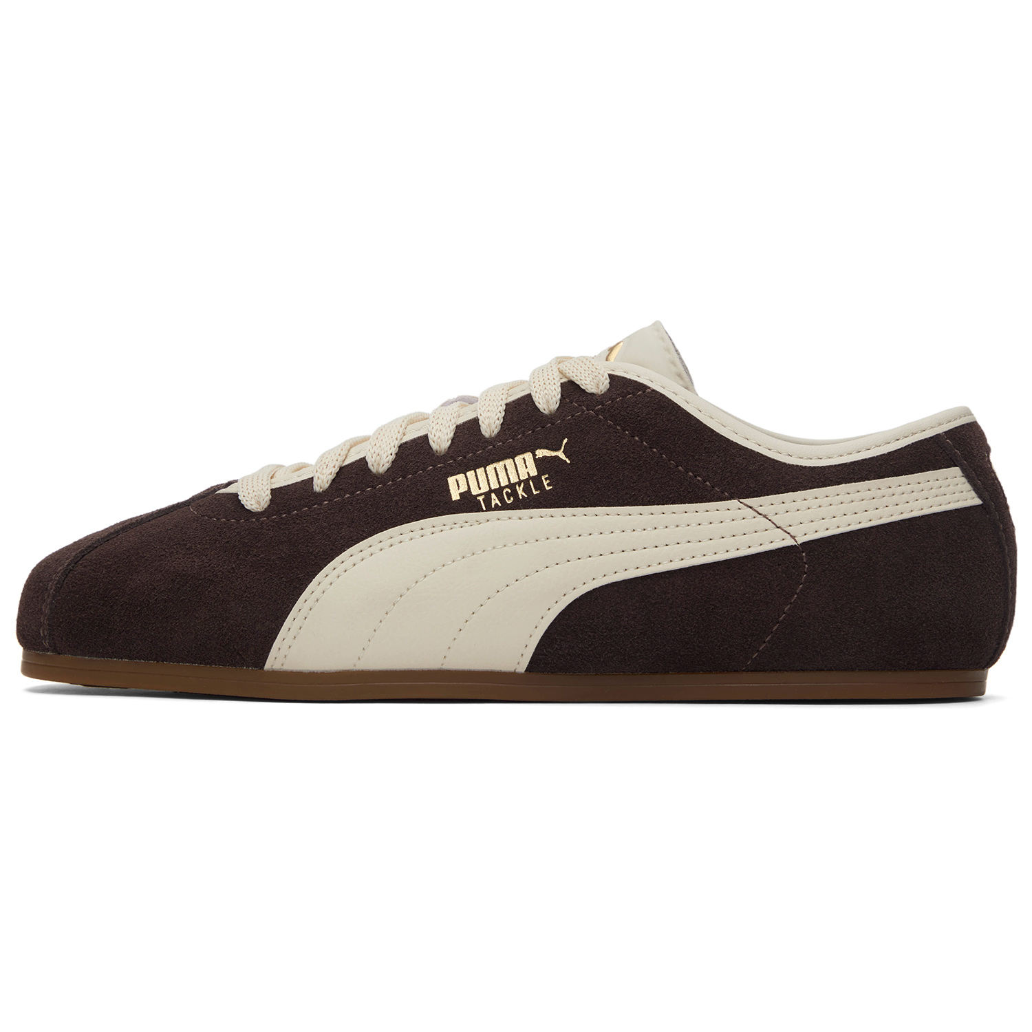 PUMA Tackle Retro High School Style Gold Accent Casual Shoes Brown 404456-11