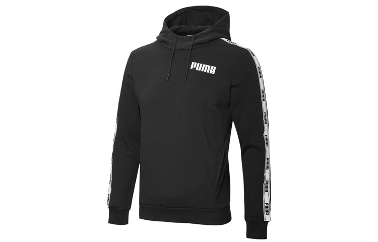 Puma Tape Logo Hoodie Black Pullover Sportswear 845640-01
