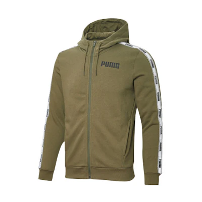 Puma Tape Olive Green Patchwork Logo Hooded Jacket 845639-03