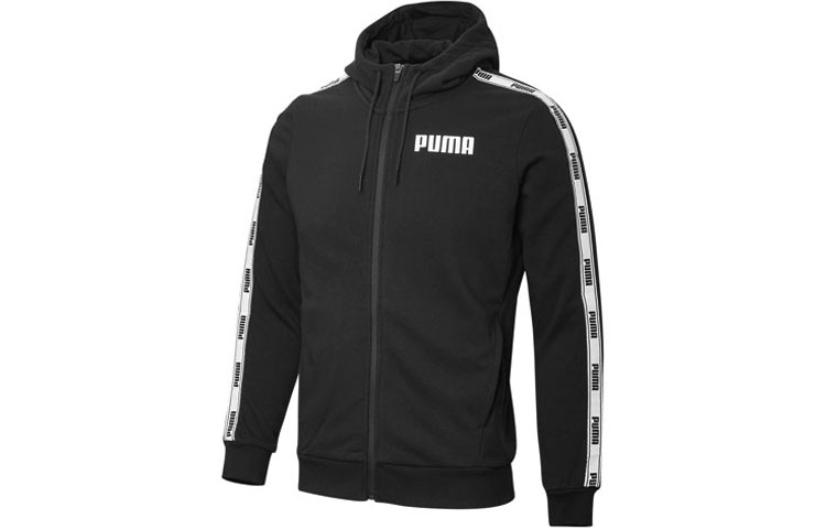 Puma Tape Retro Hooded Zip-Up Jacket Black Sweatshirt 845639-01