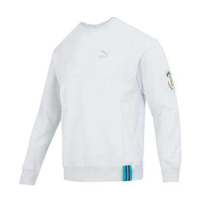 Puma Team Badge Crew Light Gray Sweatshirt Casual Pullover 677379-72