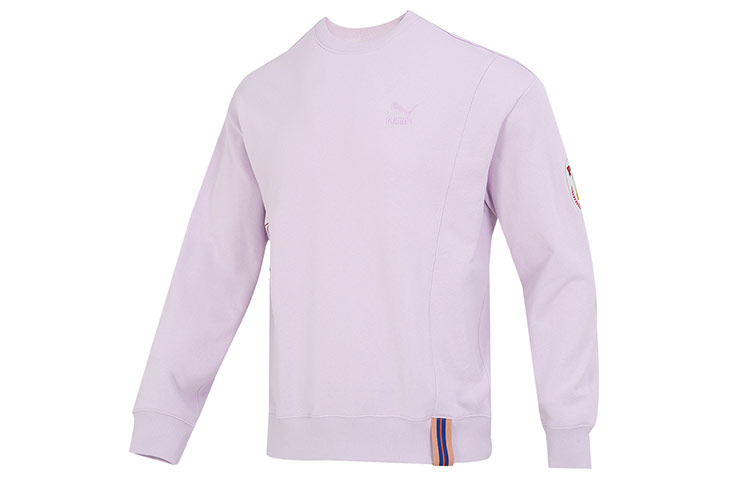Puma Team Badge Crewneck Sweatshirt Casual Pullover Light Purple 677379-17